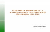 PLAN DE ACTIVIDAD FISICA Y ALIMENTACION …€¦ · ACTIVIDAD FISICA Y LA ALIMENTACION EQUILIBRADA, 2004-2008 Málaga, Octubre-2005. ... Razones para NO realizar Ejercicio Físico