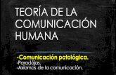 TEORÍA DE LA COMUNICACIÓN HUMANA · TEORÍA DE LA COMUNICACIÓN HUMANA-Comunicación patológica. ... •La estabilidad de la relación se vera seriamente amenazada cuando deje