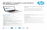 HP recomienda Windows. HP ENVY 17-j150la Leap … · Tarjeta gráfica • Tarjeta gráfica NVIDIA® GeForce® GT 750M con 4096 MB de memoria de video dedicada y hasta 4095 MB de memoria