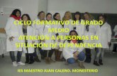 CICLO FORMATIVO DE GRADO MEDIO ATENCIÓN … · profesionales del ámbito sociosanitario en Extremadura. Y a partir del 2015 será requisito ... •TAREAS DE ACOMPAÑAMIENTO Y APOYO