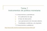 Tema 7 Instrumentos de política monetariaxgzlez.webs.uvigo.es/teaching_archivos/TEMA7L.pdf · El coeficiente de caja se aplica sobre los pasivos computables ... de la BM. Ejemplo: