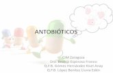 ANTOBIÓTICOS - cimzaragoza.files.wordpress.com · Vancomicina Teicoplanina Farmacocinética No se absorbe vía oral para infecciones sistémicas, solo se usa para diarreas. ... Fenicoles