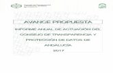 AVANCE PROPUESTA · 2018-03-01 · 1.2 Finalidad y Estructura. 1.3 Dirección. ... Aprobar y remitir el Informe anual al Parlamento de Andalucía, al Consejo de Gobierno, al Defensor