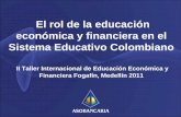 El rol de la educación económica y financiera en el ... TALLER EEF... · II Taller Internacional de Educación Económica y Financiera Fogafín, Medellín 2011 . ... REFORMA FINANCIERA