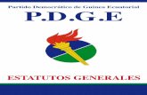 Partido Democrático de Guinea Ecuatorial P.D.G€¦ · por los presentes Estatutos Generales y su Reglamento ... consejos de poblados y comunidades de vecinos, ... miembros del Grupo