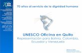 70 años al servicio de la dignidad humana - unesco.org · Oficina en Quito Representación para Bolivia, Colombia, Ecuador y Venezuela La UNESCO: contextualización en el ámbito