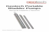 Geotech Portable Bladder Pumps - geotechenv.com · Se puede utilizar un lubricante inerte en los sellos ... ciclos de aire comprimido, ... Cuando baje la bomba al pozo es importante