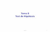 Tema 8 Test de Hipótesis - UNIVERSIDAD DE ATACAMA · Tablas de Pruebas de Hipótesis cont. Tema 8. 47 Tablas de Pruebas de Hipótesis cont. Tema 8. Title: Estadística y Probabilidades