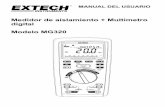 Medidor de aislamiento + Multímetro digital Modelo MG320 · 6.7.3 Medición de aislamiento de la razón de absorción dieléctrica [DAR] 11 6.7.4 Medición de aislamiento del índice