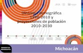 Dinámica demográfica 1990-2010 y proyecciones de población · Volumen y porcentaje de mujeres en edad fértil y peso relativo de las mujeres adolescentes, 2010-2030 Michoacán.
