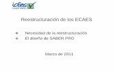 Reestructuración de los ECAES - ascolfa.edu.co · Programas Evaluados entre 2004 y 2008 Se evaluaban 7 de 8 áreas del conocimiento y 39 ... En los 55 ECAES que se vienen aplicando