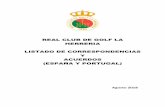 REAL CLUB DE GOLF LA HERRERIA LISTADO DE … · real club de golf la herreria listado de correspondencias y acuerdos (espaÑa y portugal) agosto 2018
