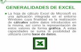GENERALIDADES DE EXCEL - … · GENERALIDADES DE EXCEL La hoja de cálculo Excel de Microsoft es ... En la ficha INICIO, dentro del grupo ESTILOS, se encuentra la opción para trabajar