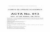 ACTA No. 013 - unilibre.edu.co · acta comitÉ de unidad acadÉmica n° 013 del 22 de abril de 2015 1 !! comitÉ de unidad acadÉmica acta no. 013 del 22 de abril de 2015 ... el reembolso
