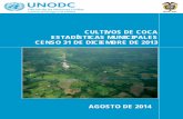 CULTIVOS DE COCA ESTADÍSTICAS MUNICIPALES CENSO 31 DE DICIEMBRE DE … · Por segundo año consecutivo, no se encontró coca en el departamento de Cundinamarca y desde el año 2006