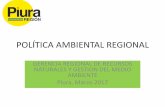 POLÍTICA AMBIENTAL REGIONAL - minam.gob.pe · Otros problemas relevantes son el inadecuado manejo de los ... CHIRA RIO PIURA. ... •Conservar ecosistemas y la oferta de sus servicios
