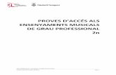 ENSENYAMENTS MUSICALS DE GRAU PROFESSIONAL 2n · La prova de am ra s’estalirà segons els grups següents: GRUP1: Instruments polifònics (piano i guitarra) GRUP2: Instruments d’orquestra