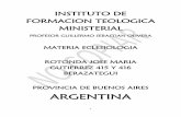 ARGENTINA · 1 instituto de formacion teologica ministerial profesor guillermo sebastian olivera materia eclesiologia rotonda jose maria gutierrez 415 y 416