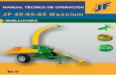 Manual JF 40-50-60 Maxxium (Espanhol)terramak.com.mx/manualoperacion/opjfmodelomaxxium.pdf · acoplamiento en el sistema hidráulico de ... Base para el motor estacionario Esta base