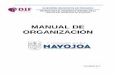 MANUAL DE ORGANIZACIÓN · manual de organizacion - 2 - manual de . organizaciÓn. elaboro: subdireccion de planeacion y finanzas presento: c.p. martin de jesus tadep mendoza cevallos