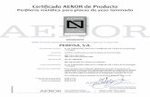 Certificado AENOR de Producto - Fábrica de Perfis ... · Cota h (mm) Límite elástico (Mpa) Recubrimiento (g/m2) Marca comercial PERFISA Tipo de perfil SIERRA SUP.TC N 27 27 0,70