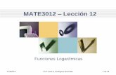 MATE3012 Lección 12 - myfaculty.metro.inter.edumyfaculty.metro.inter.edu/jahumada/mate3012/Lecci%F3n%201.2%20-%20... · determine el valor de x: 1. x 2. 6 216 2 3 0.125 log 216 3