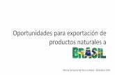 Oportunidades para exportación de productos naturales a · Curitiba Fortaleza Florianópolis Goiânia Grande Vitória Manaus Santa Catarina Porto Alegre Recife Salvador Nuevas ciudades