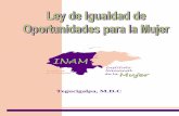 Tegucigalpa, M.D - Political Database of the Americas ...pdba.georgetown.edu/Parties/Honduras/Leyes/LeyMujer.pdf · LEY DE IGUALDAD DE OPORTUNIDADES PARA LA MUJER TITULO I DEL OBJETO