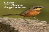 Lista de las Aves Argentinas de las aves argentinas... · 6 Situación de las aves (S.): En esta columna de la lista se incluyen categorías de amenaza (tomadas de BirdLife International