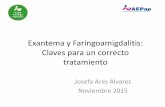 Exantema y Faringoamigdalitis: Claves para un correcto ... · Exantema y Faringoamigdalitis: Claves para un correcto tratamiento Josefa Ares Alvarez Noviembre 2015