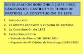 RESTAURACIÓN BORBÓNICA (1874-1902). CÁNOVAS DEL … · XIII con la Dictadura de Primo de Rivera . INICIOS DE LA RESTAURACIÓN Abdicación de Isabel II Cánovas del Castillo (Manifiesto