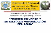 Universidad Nacional Autónoma de Méxicodepa.fquim.unam.mx/.../PresentaciondeEntalpiadevaporizaciondelagua2015...a. Determinar valores de Pv del agua a distintas Temp, para representar