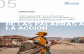 DE LAS PALABRAS ACCIÓN - preventionweb.net · el desplazamiento puede exacerbar las vulnerabilidades existentes, socavar la cohesión social y la resiliencia de los sobrevivientes