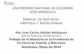 MANUAL DE GEOLOGÍA: CAPÍTULO 7. ROCAS ÍGNEASbdigital.unal.edu.co/48418/25/rocasigneas.pdf · las rocas ígneas se componen mineralógicamente de un 59% de feldespatos, un 12% de