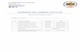 LISTADO DE LIBROS 2019-20 · C.C. Colegio Ntra. Sra. del Carmen C/ Chile, 4 Tfno. 91 645 67 23 28938 – Móstoles (Madrid)  LISTADO DE LIBROS 2019-20