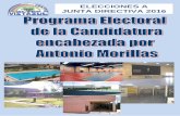 ELECCIONES A JUNTA DIRECTIVA 2016 - Antonio Morillas · Independientemente de que ha habido un numeroso grupo de personas socias, que me han pedido que encabezara un nuevo proyecto