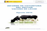 Informe de Coyuntura del Sector Vacuno de leche - Agosto 2016 · Informe de Coyuntura del Sector Vacuno de leche - Agosto 2016. DIRECCION GENERAL DE PRODUCCIONES Y MERCADOS AGRARIOS