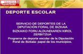 DEPORTE ESCOLAR - Bizkaia · Deporte escolar LEY 14/1998, de 11 de junio, del deporte del País Vasco. El programa de Deporte Escolar de Bizkaia durante la temporada 2008/2009 incluye