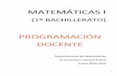 Programación didáctica MATE I NB1 · 2019-11-08 · Razones trigonométricas de un ángulo agudo - Definiciones - Propiedades - Razones trigonométricas de los ángulos de 30º,