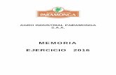 MEMORIA EJERCICIO 2016 · 2017-06-06 · alcohol y derivados, su diversificación interna y externa. b) Cultivo, explotación, comercialización y producción de cualquier otro producto