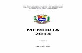MEMORIA 2014 - Transparencia Venezuela...Carlos Luis Arrieta Alvarado Según Resolución N MPPSP/DGD/009/2014 publicada en Gaceta Oficial de la República Bolivariana de Venezuela