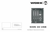 SION 30 USB · 10. Monitor control (CUE MIX) Balance for headphones between PFL signal and MASTER (PGM) 11. Mix control potentiometer Regulates the mix level for the different channels