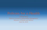 Policies for e-Health¾一鳴.pdf(二)運用雲端科技建構新一代醫療服務體系，提供以病人為中心 的智能醫院解決方案，作為智能醫療服務的核心目標。