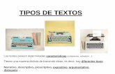 TIPOS DE TEXTOSliteroltura.es/sites/default/files/Textos... · TIPOS DE TEXTOS Los textos poseen determinadas características (coherencia, cohesión…). Tienen una manera distinta