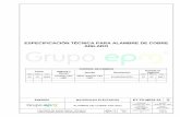 ESPECIFICACIÓN TÉCNICA PARA ALAMBRE DE COBRE AISLADO · 2017-05-19 · 10 3.343 3.408 8 2.102 2.143 6 1.323 1.348 Para el factor de corrección en las medidas de resistencia eléctrica