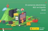 El comercio electrónico B2C en España 2018...de pago 46,3% Suscrito a servicios de Contenidos digitales 27,5 P.P Contenidos digitales y suscripciones 81,0% Utilizan el ordenador