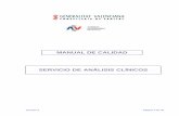 MANUAL DE CALIDAD SERVICIO DE ANÁLISIS CLÍNICOSalcoy.san.gva.es/laboratorio/manual/DOCUMENTOS/MANUAL_CALIDAD... · MANUAL DE CALIDAD SERVICIO DE ANÁLISIS CLÍNICOS AGÈNCIA VALENCIANA