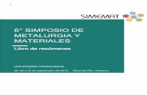 6° SIMPOSIO DE METALURGIA Y MATERIALES · Evaluación de un gel de quitosano con nanopartículas de plata preparadas con síntesis verde..... 18 Capacidad bactericida, antifúngica