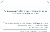 Políticas agrícolas antes y después de la crisis ... · Políticas agrícolas antes y después de la crisis alimentaria de 2008 Cuarenta años de la relación entre México y China.