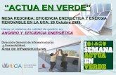 MESA REDONDA: EFICIENCIA ENERGÉTICA Y ENERGIA …infraestructuras.uca.es/docs/Unidades/Area_Infraestructu... · 2017-09-06 · LA SOSTENIBILIDAD EN MATERIA DE INFRAESTRUCTURAS. Hacia